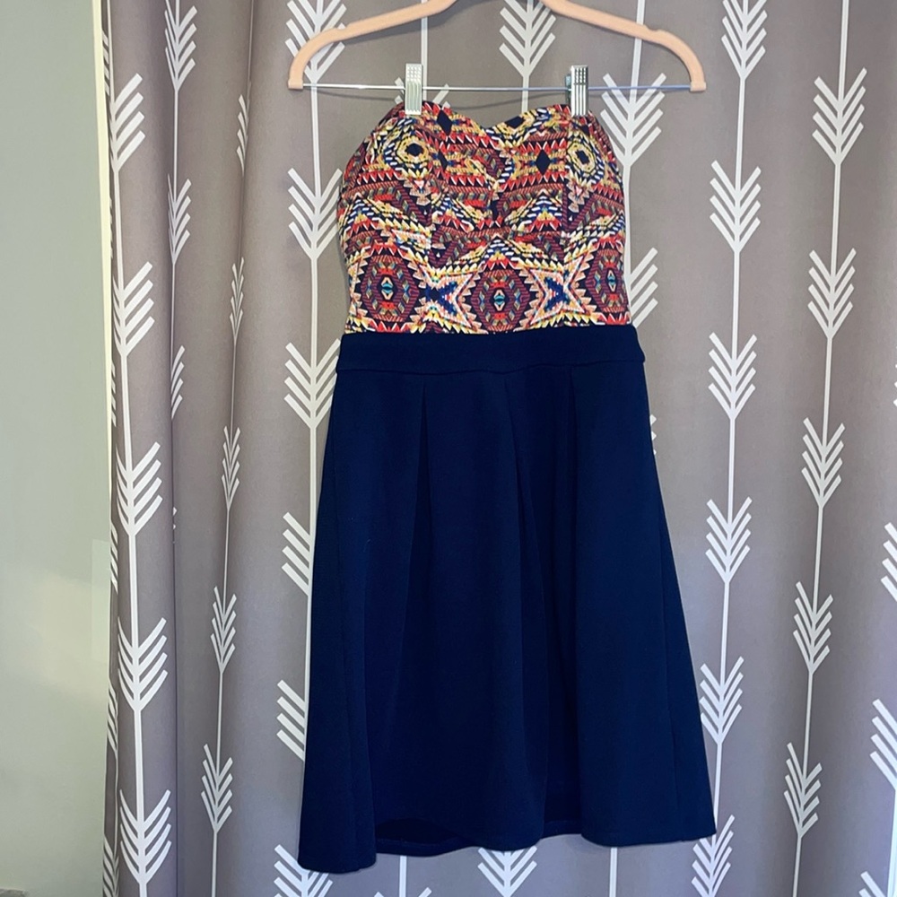 Tribal print Strapless Dress